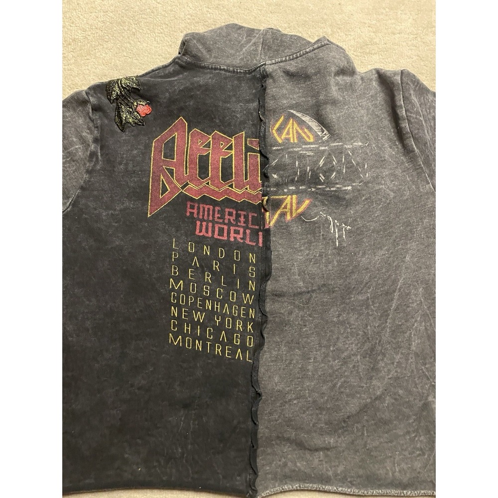 AFFLICTION Hysteria Graphic Hoodie Pullover Acid Black Embroidered Women's L - Picture 16 of 16